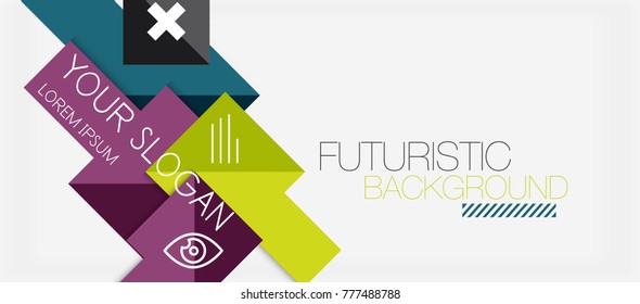 Square shapes banner design, geometric abstract background. Vector business slogan, infographics or presentation template