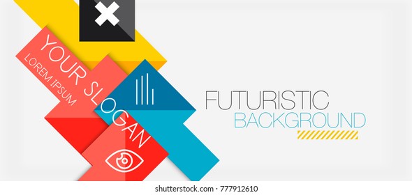 Square shapes banner design, geometric abstract background. Vector business slogan, infographics or presentation template