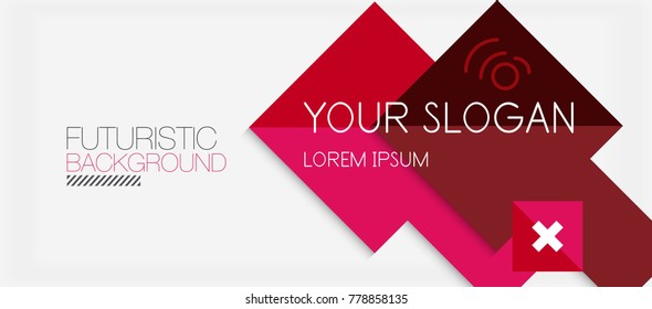 Square shapes banner design, geometric abstract background. Vector business slogan, infographics or presentation template