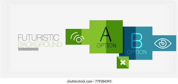 Square shapes banner design, geometric abstract background. Vector business slogan, infographics or presentation template