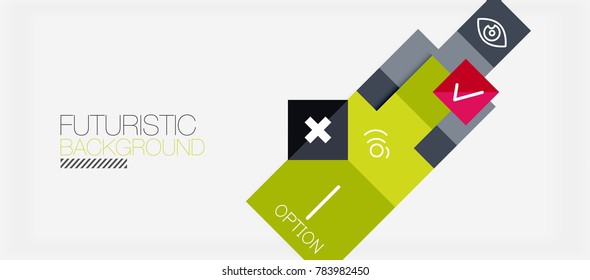 Square shapes banner design, geometric abstract background. Vector business slogan, infographics or presentation template