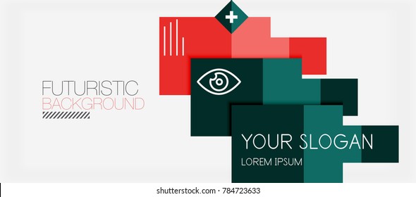 Quadrat formt Banner-Design, geometrisch abstrakter Hintergrund. Vektorgeschäftsslogan, Infografik oder Präsentationsvorlage