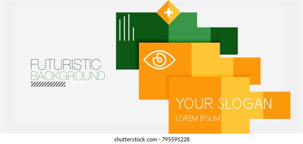 Diseño de pancartas de formas cuadradas, fondo abstracto geométrico. Slogan profesional vectorial, infografía o plantilla de presentación