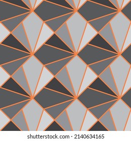 Square shapes in a basic diagonal checked repeat pattern with boxes segmented by straight orange lines into shades of gray, abstract vector illustration