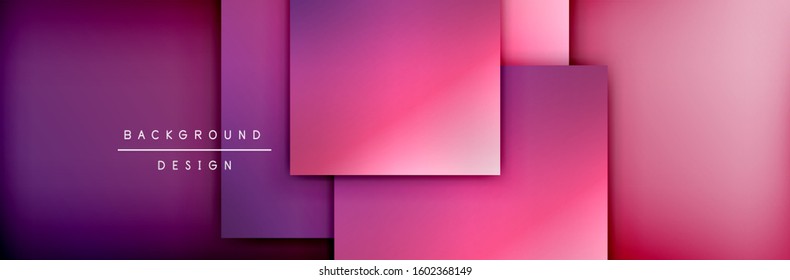 Square shapes composition geometric abstract background. 3D shadow effects and fluid gradients. Modern overlapping forms. Vector Illustration For Wallpaper, Banner, Background, Card, Book