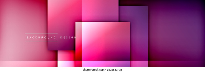 Composición de formas cuadradas fondo abstracto geométrico. efectos de sombra 3D y gradientes de fluido. Formularios superpuestos modernos. Ilustración vectorial para papel de escritorio, pancarta, fondo, tarjeta, libro
