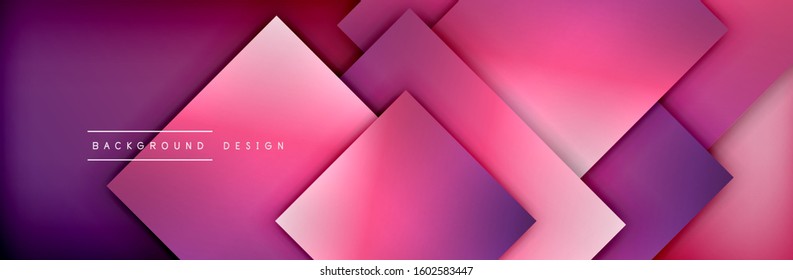Square shapes composition geometric abstract background. 3D shadow effects and fluid gradients. Modern overlapping forms. Vector Illustration For Wallpaper, Banner, Background, Card, Book