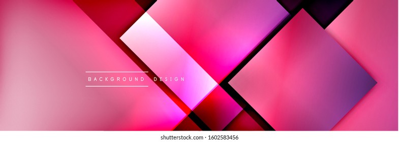Composición de formas cuadradas fondo abstracto geométrico. efectos de sombra 3D y gradientes de fluido. Formularios superpuestos modernos. Ilustración vectorial para papel de escritorio, pancarta, fondo, tarjeta, libro