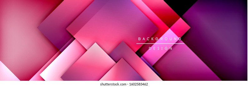 Square shapes composition geometric abstract background. 3D shadow effects and fluid gradients. Modern overlapping forms. Vector Illustration For Wallpaper, Banner, Background, Card, Book