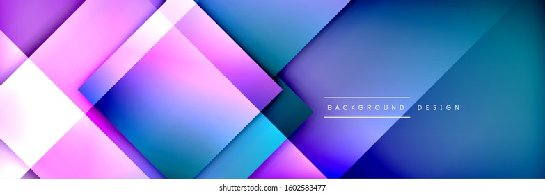 Square shapes composition geometric abstract background. 3D shadow effects and fluid gradients. Modern overlapping forms. Vector Illustration For Wallpaper, Banner, Background, Card, Book