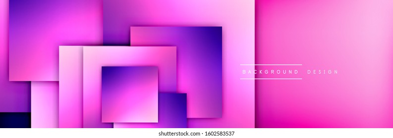 Square shapes composition geometric abstract background. 3D shadow effects and fluid gradients. Modern overlapping forms. Vector Illustration For Wallpaper, Banner, Background, Card, Book