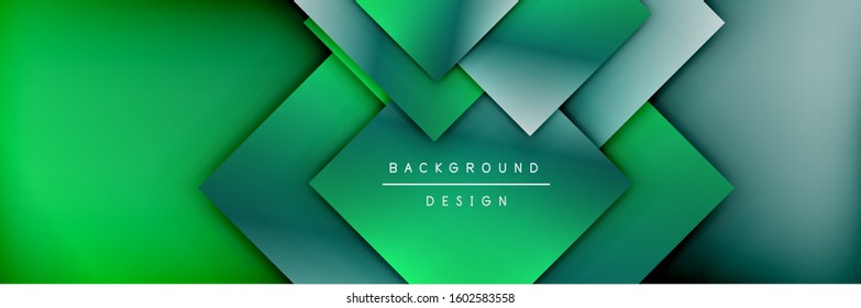 Composición de formas cuadradas fondo abstracto geométrico. efectos de sombra 3D y gradientes de fluido. Formularios superpuestos modernos. Ilustración vectorial para papel de escritorio, pancarta, fondo, tarjeta, libro