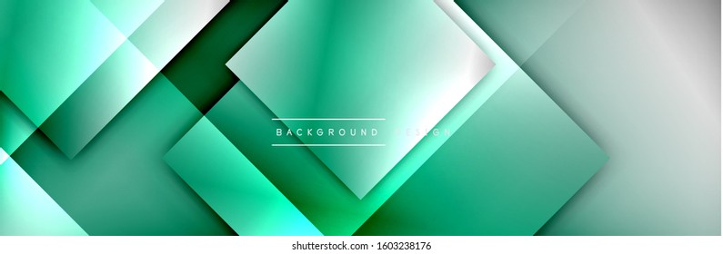Composición de formas cuadradas fondo abstracto geométrico. efectos de sombra 3D y gradientes de fluido. Formularios superpuestos modernos. Ilustración vectorial para papel de escritorio, pancarta, fondo, tarjeta, libro