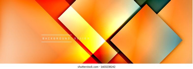 Square shapes composition geometric abstract background. 3D shadow effects and fluid gradients. Modern overlapping forms. Vector Illustration For Wallpaper, Banner, Background, Card, Book