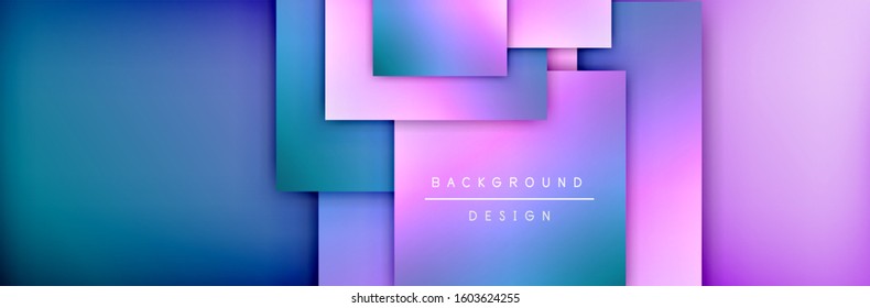 Square shapes composition geometric abstract background. 3D shadow effects and fluid gradients. Modern overlapping forms. Vector Illustration For Wallpaper, Banner, Background, Card, Book