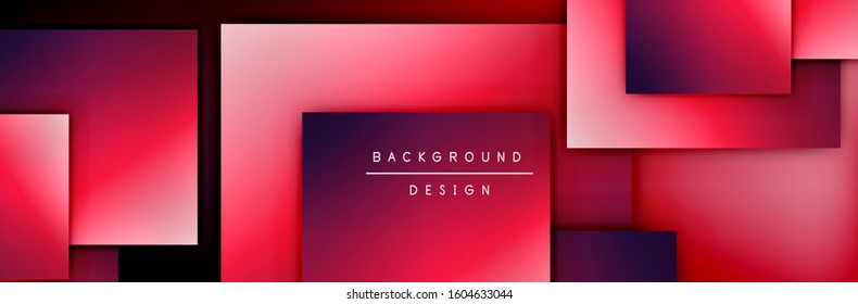 Square shapes composition geometric abstract background. 3D shadow effects and fluid gradients. Modern overlapping forms. Vector Illustration For Wallpaper, Banner, Background, Card, Book