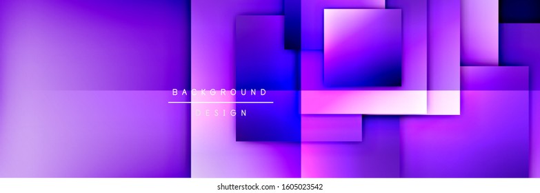 Square shapes composition geometric abstract background. 3D shadow effects and fluid gradients. Modern overlapping forms. Vector Illustration For Wallpaper, Banner, Background, Card, Book