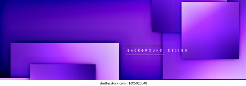 Composición de formas cuadradas fondo abstracto geométrico. efectos de sombra 3D y gradientes de fluido. Formularios superpuestos modernos. Ilustración vectorial para papel de escritorio, pancarta, fondo, tarjeta, libro