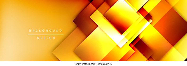 Square shapes composition geometric abstract background. 3D shadow effects and fluid gradients. Modern overlapping forms. Vector Illustration For Wallpaper, Banner, Background, Card, Book
