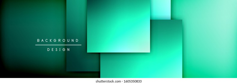 Composición de formas cuadradas fondo abstracto geométrico. efectos de sombra 3D y gradientes de fluido. Formularios superpuestos modernos. Ilustración vectorial para papel de escritorio, pancarta, fondo, tarjeta, libro