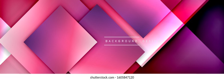 Square shapes composition geometric abstract background. 3D shadow effects and fluid gradients. Modern overlapping forms. Vector Illustration For Wallpaper, Banner, Background, Card, Book