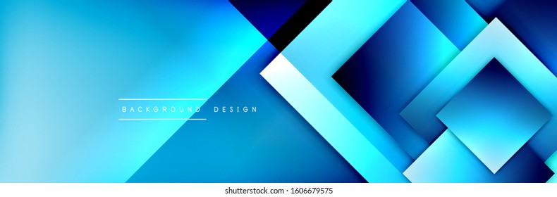 Square shapes composition geometric abstract background. 3D shadow effects and fluid gradients. Modern overlapping forms. Vector Illustration For Wallpaper, Banner, Background, Card, Book