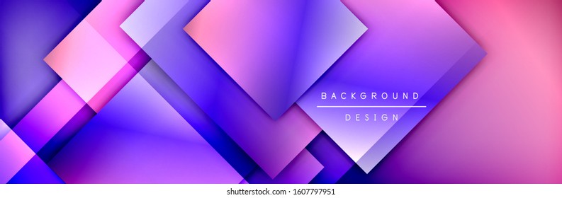 Square shapes composition geometric abstract background. 3D shadow effects and fluid gradients. Modern overlapping forms. Vector Illustration For Wallpaper, Banner, Background, Card, Book