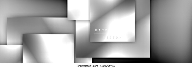 Composición de formas cuadradas fondo abstracto geométrico. efectos de sombra 3D y gradientes de fluido. Formularios superpuestos modernos. Ilustración vectorial para papel de escritorio, pancarta, fondo, tarjeta, libro