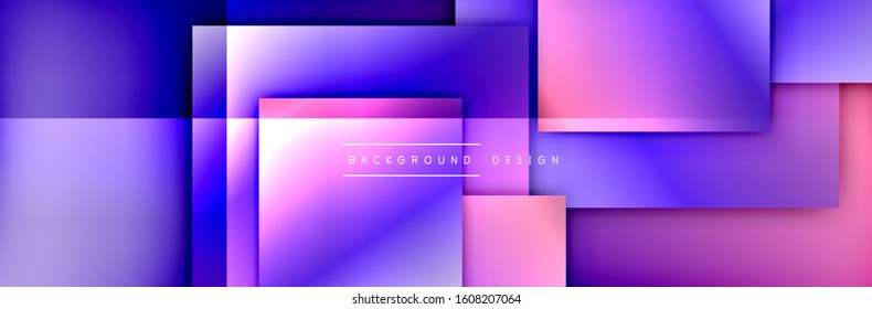 Square shapes composition geometric abstract background. 3D shadow effects and fluid gradients. Modern overlapping forms. Vector Illustration For Wallpaper, Banner, Background, Card, Book