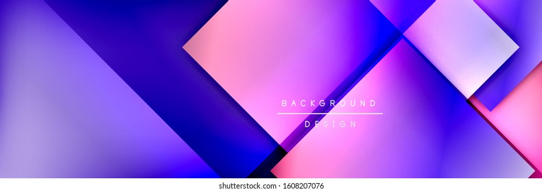 Square shapes composition geometric abstract background. 3D shadow effects and fluid gradients. Modern overlapping forms. Vector Illustration For Wallpaper, Banner, Background, Card, Book