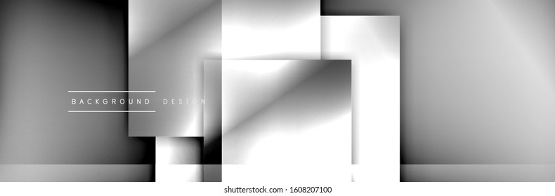 Square shapes composition geometric abstract background. 3D shadow effects and fluid gradients. Modern overlapping forms. Vector Illustration For Wallpaper, Banner, Background, Card, Book