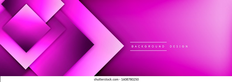 Square shapes composition geometric abstract background. 3D shadow effects and fluid gradients. Modern overlapping forms. Vector Illustration For Wallpaper, Banner, Background, Card, Book