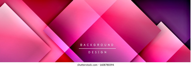 Square shapes composition geometric abstract background. 3D shadow effects and fluid gradients. Modern overlapping forms. Vector Illustration For Wallpaper, Banner, Background, Card, Book