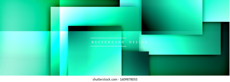 Square shapes composition geometric abstract background. 3D shadow effects and fluid gradients. Modern overlapping forms. Vector Illustration For Wallpaper, Banner, Background, Card, Book