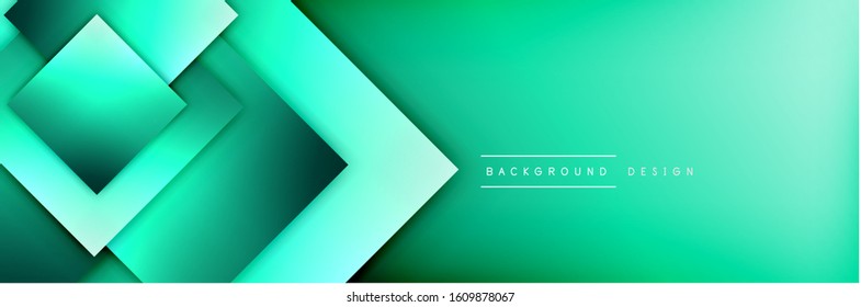 Square shapes composition geometric abstract background. 3D shadow effects and fluid gradients. Modern overlapping forms. Vector Illustration For Wallpaper, Banner, Background, Card, Book