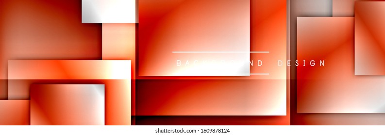 Square shapes composition geometric abstract background. 3D shadow effects and fluid gradients. Modern overlapping forms. Vector Illustration For Wallpaper, Banner, Background, Card, Book