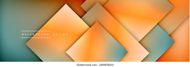 Square shapes composition geometric abstract background. 3D shadow effects and fluid gradients. Modern overlapping forms. Vector Illustration For Wallpaper, Banner, Background, Card, Book