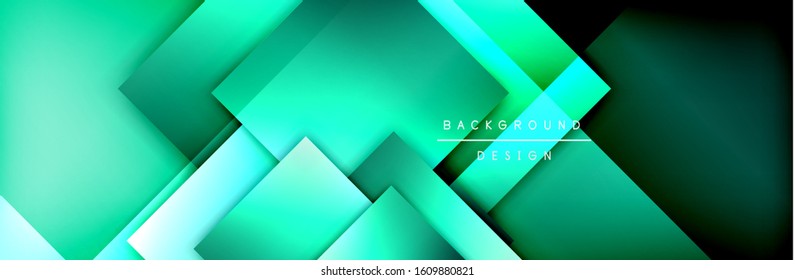 Square shapes composition geometric abstract background. 3D shadow effects and fluid gradients. Modern overlapping forms. Vector Illustration For Wallpaper, Banner, Background, Card, Book
