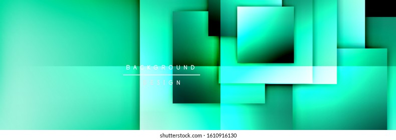 Square shapes composition geometric abstract background. 3D shadow effects and fluid gradients. Modern overlapping forms. Vector Illustration For Wallpaper, Banner, Background, Card, Book