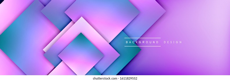Square shapes composition geometric abstract background. 3D shadow effects and fluid gradients. Modern overlapping forms. Vector Illustration For Wallpaper, Banner, Background, Card, Book