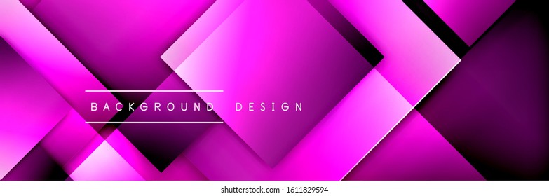 Die quadratischen Formen bilden den geometrischen abstrakten Hintergrund. 3D-Schatteneffekte und Flüssigkeitstradienten. Moderne überlappende Formen. Vektorgrafik für Bildschirmhintergründe, Banner, Hintergrund, Karte, Buch