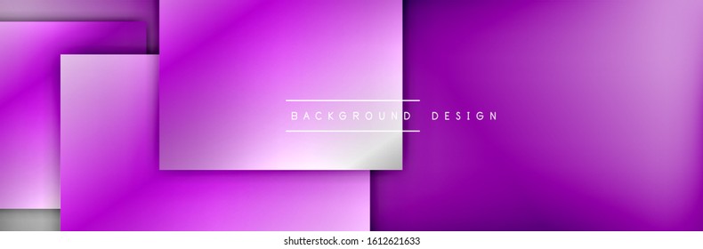 Die quadratischen Formen bilden den geometrischen abstrakten Hintergrund. 3D-Schatteneffekte und Flüssigkeitstradienten. Moderne überlappende Formen. Vektorgrafik für Bildschirmhintergründe, Banner, Hintergrund, Karte, Buch