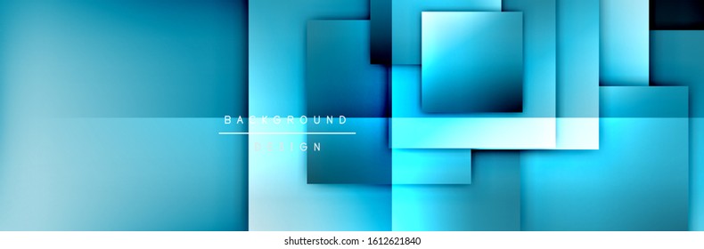 Square shapes composition geometric abstract background. 3D shadow effects and fluid gradients. Modern overlapping forms. Vector Illustration For Wallpaper, Banner, Background, Card, Book