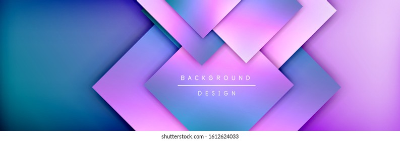 Fundo abstrato geométrico de composição de formas quadradas. efeitos de sombra 3D e gradientes de fluido. Formas modernas sobrepostas. Ilustração De Vetor Para Papel De Parede, Banner, Plano De Fundo, Cartão, Livro