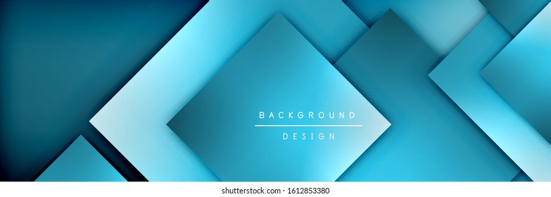 Square shapes composition geometric abstract background. 3D shadow effects and fluid gradients. Modern overlapping forms. Vector Illustration For Wallpaper, Banner, Background, Card, Book