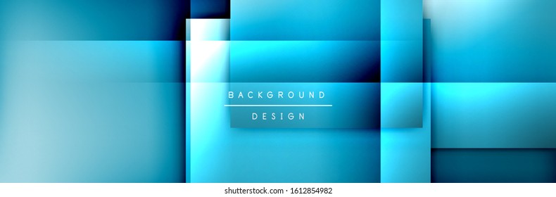 Composición de formas cuadradas fondo abstracto geométrico. efectos de sombra 3D y gradientes de fluido. Formularios superpuestos modernos. Ilustración vectorial para papel de escritorio, pancarta, fondo, tarjeta, libro