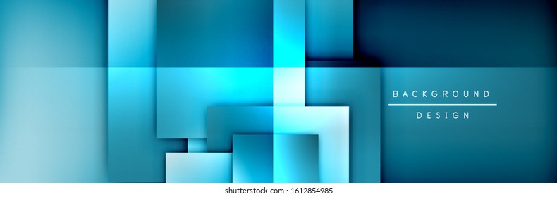 Composición de formas cuadradas fondo abstracto geométrico. efectos de sombra 3D y gradientes de fluido. Formularios superpuestos modernos. Ilustración vectorial para papel de escritorio, pancarta, fondo, tarjeta, libro