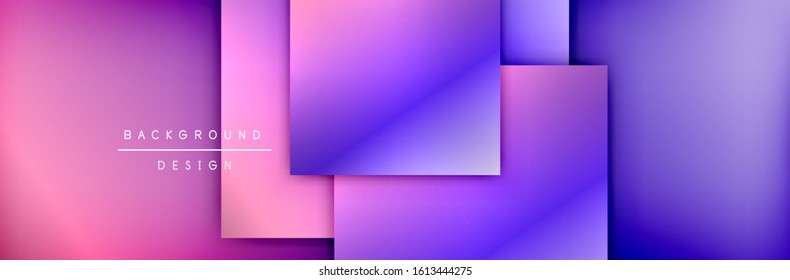 Square shapes composition geometric abstract background. 3D shadow effects and fluid gradients. Modern overlapping forms. Vector Illustration For Wallpaper, Banner, Background, Card, Book