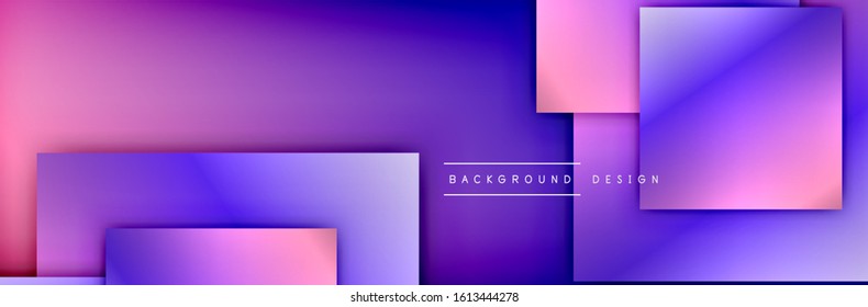 Square shapes composition geometric abstract background. 3D shadow effects and fluid gradients. Modern overlapping forms. Vector Illustration For Wallpaper, Banner, Background, Card, Book