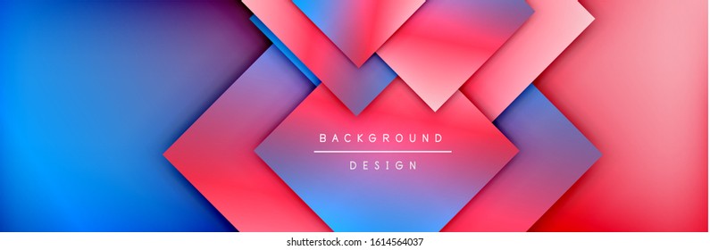 Square shapes composition geometric abstract background. 3D shadow effects and fluid gradients. Modern overlapping forms. Vector Illustration For Wallpaper, Banner, Background, Card, Book